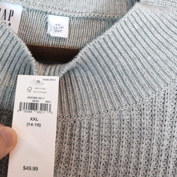 GAP Kids Gray Knit Sweater Poncho XXL (14-16) NWT Cozy Minimalist Layer  Preppy - Picture 5 of 8